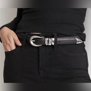 Madewell Womens Triple Metal Keeper Belt in black with silver hardware Sz M